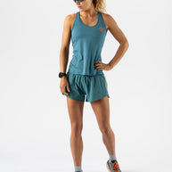 EZ Tank Perf Trail - Women by Rabbit in teal, lightweight breathable tank with perfs, ideal for everyday trail running and workouts