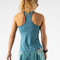 EZ Tank Perf Trail - Women by Rabbit in teal with perforations, lightweight breathable tank top for trail running and workouts