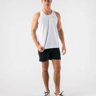 Race Pace Tank - Men by Rabbit in white with laser-cut square perfs and breathable, microtextured interior for running and training