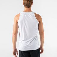 Race Pace Tank - Men by Rabbit in white with laser-cut square perfs for breathability, semi-relaxed fit for running and training use