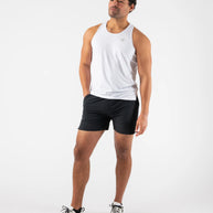 Race Pace Tank - Men by Rabbit in white with laser-cut perfs and breathable fabric, lightweight for running and training comfort