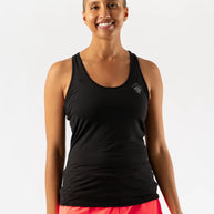 EZ Tank Perf Trail - Women by Rabbit in black lightweight breathable tank top with perfs for trail running and everyday workouts
