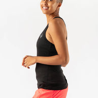 EZ Tank Perf Trail - Women by Rabbit in black, lightweight perforated tank top designed for breathable everyday trail running and workouts