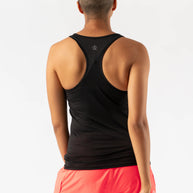 EZ Tank Perf Trail - Women by Rabbit in black with perforations, breathable lightweight tank for everyday running and quick workouts