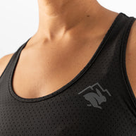 EZ Tank Perf Trail - Women by Rabbit in black, lightweight breathable perforated tank top for everyday trail running and workouts