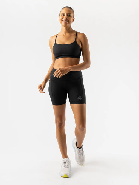 Leggy Smashems 5" - Women by Rabbit in black, high performance boy shorts with Ionic+ silver technology and secure fit for running and training