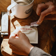 Instant Coffee by Fernwood in white pouch with red text, small batch brewed Brazil coffee crystals ideal for quick Canadian brewed coffee