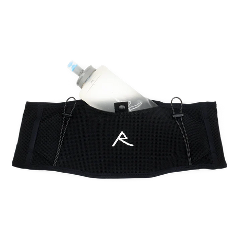 LF 2L Running Belt by Raide Research in black with suspension system and front pocket designed for bounceless running and long distance use