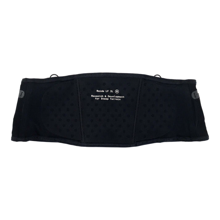 LF 2L Running Belt by Raide Research in black with suspension system for bounceless running, ideal for long distance and trail use
