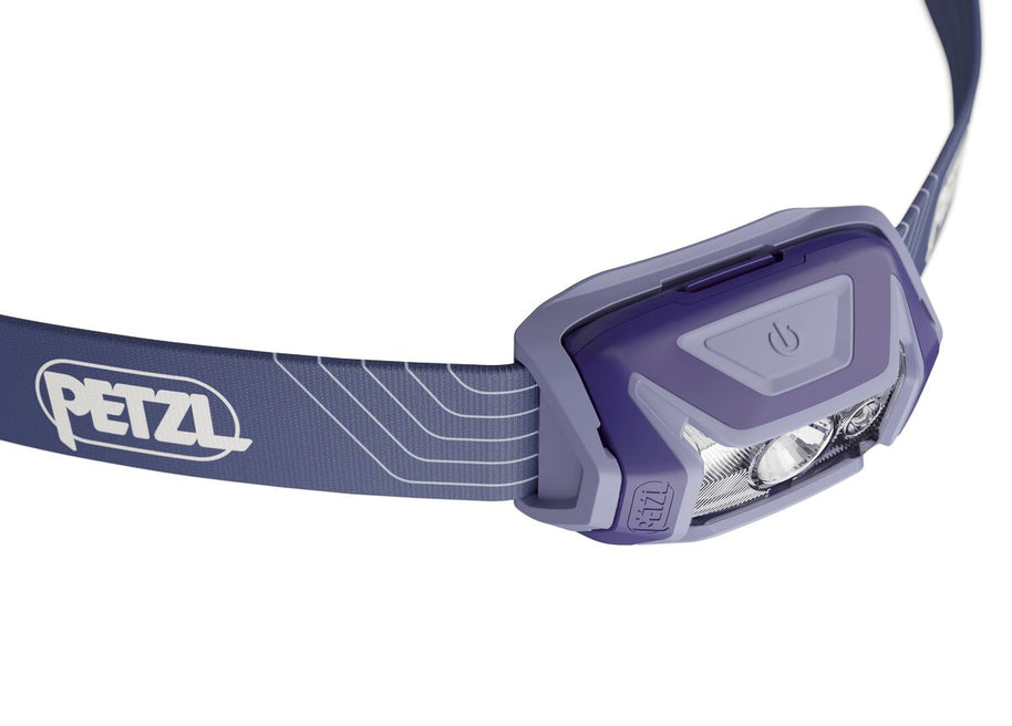 Tikka Lamp by Petzl in purple and grey LED headlamp with 350 lumens for night hikes and safety outdoors