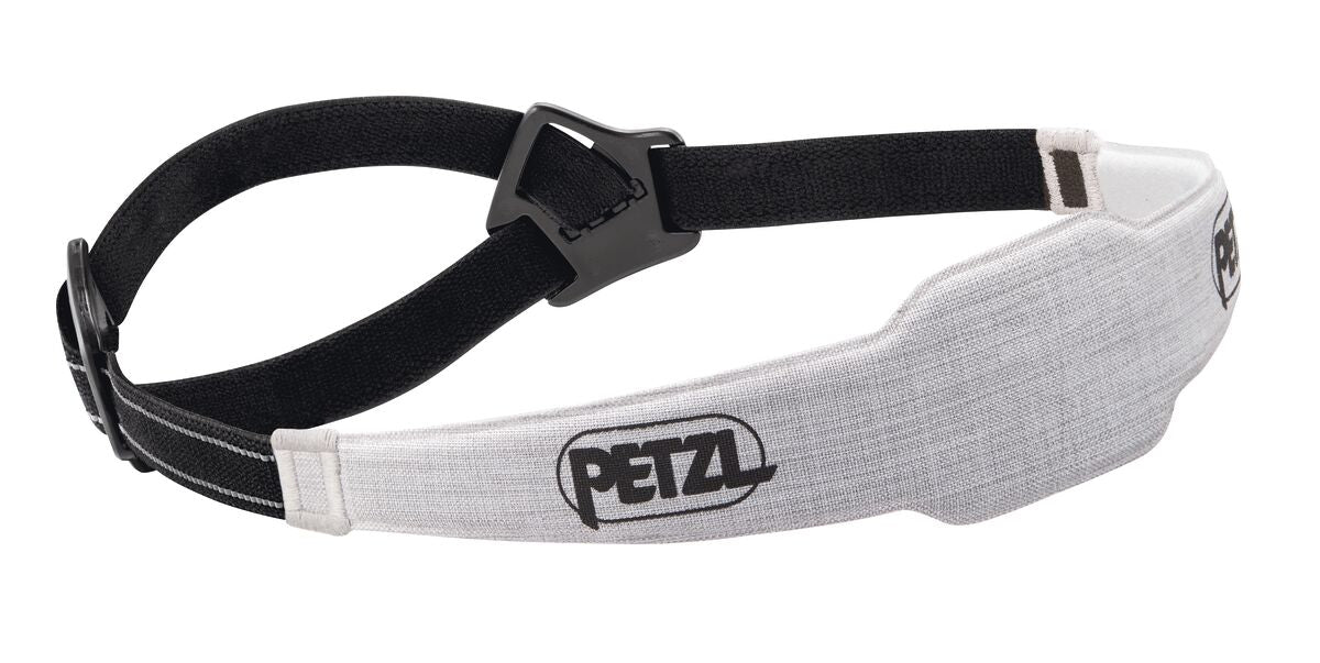 Swift RL Headband by Petzl in white and black adjustable replacement strap designed for comfort and durability in outdoor activities