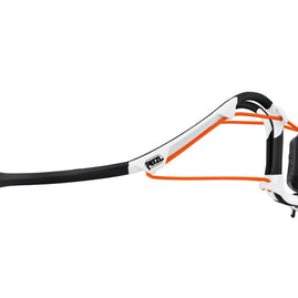 IKO Core Lamp by Petzl in white and black with orange accents, rechargeable 500-lumen headlamp with AIRFIT headband for safety and outdoor use
