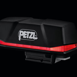 Nao RL Headlamp by Petzl in black with red light, rechargeable, 1500 lumens, lightweight for ultra-running and trail safety