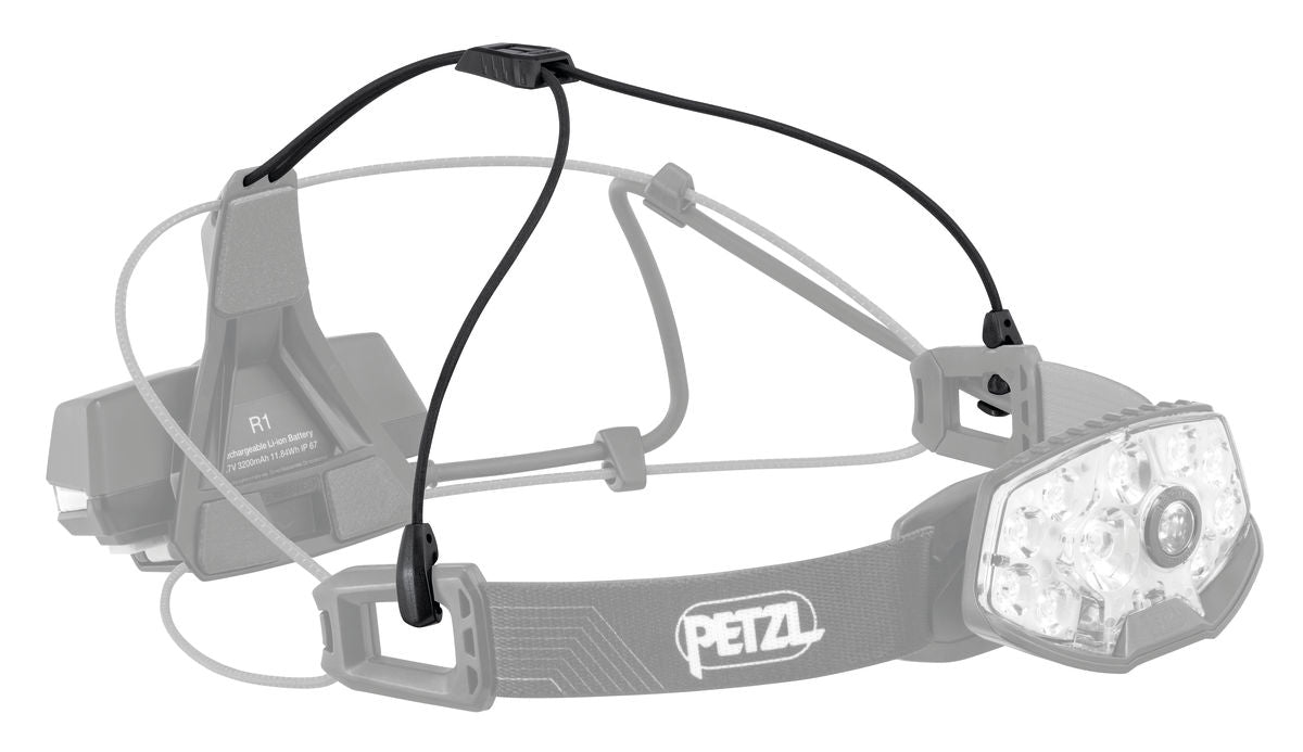 Nao RL Headlamp by Petzl in grey and black, rechargeable 1500 lumens headlamp ideal for trail running and ultra-running safety