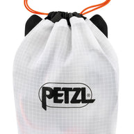 Nao RL Headlamp by Petzl in white bag with orange drawstring, lightweight rechargeable headlamp for ultra-running and trail safety