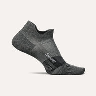 Elite Ultra Light Cushion No Show Tab by Feetures in grey with anatomical fit, targeted compression, and ultra light cushioning for running comfort