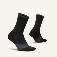 Trail Max Cushion Mini-Crew by Feetures in black and dark grey, anatomical socks with targeted compression for hiking and trail running
