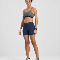 Strappy Pocket Bra - Women by Rabbit in grey with built-in pocket, minimal bounce, and total comfort ideal for activewear and running.