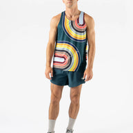 Race Pace Tank - Men by Rabbit in multicolor with laser-cut square perfs and breathable fabric designed for running and training runs