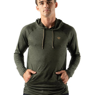 EZ Pullover - Men by Rabbit in dark green lightweight hoodie with soft fabric and semi-relaxed fit for running and lounging