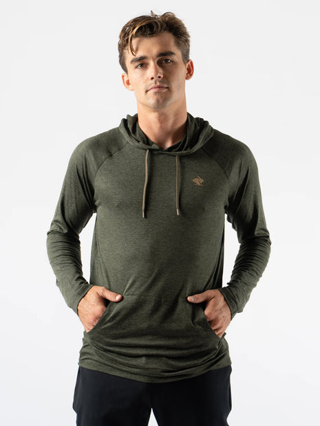 EZ Pullover - Men by Rabbit in dark green lightweight hoodie with soft fabric and semi-relaxed fit for running and lounging