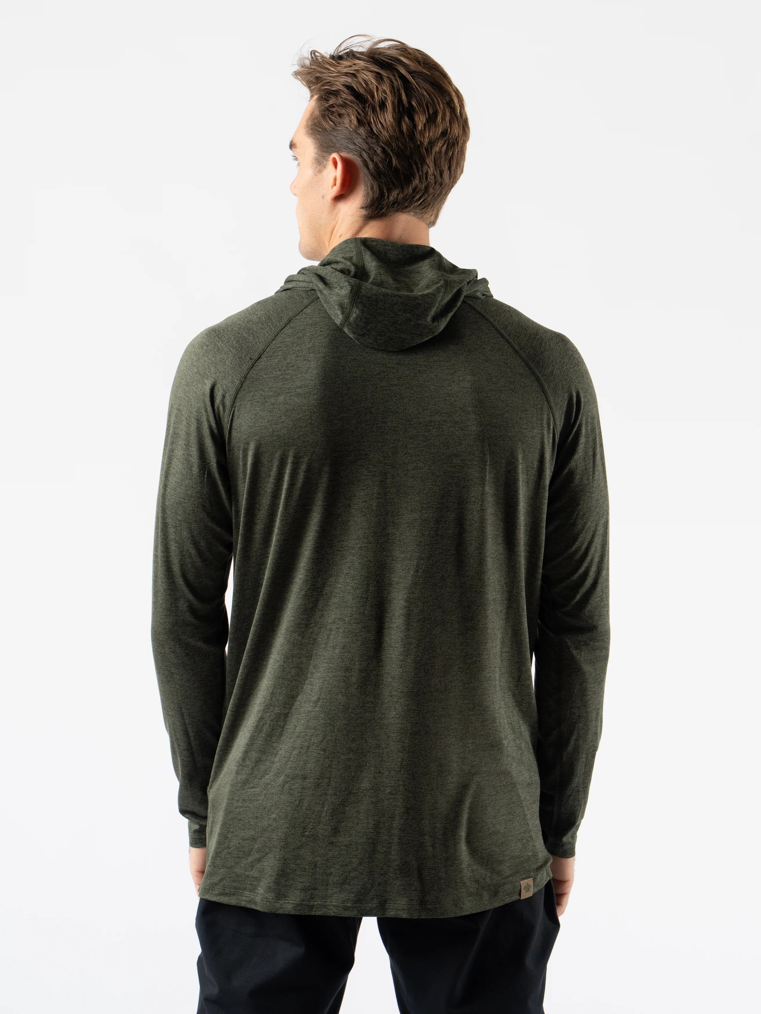EZ Pullover - Men by Rabbit in dark green lightweight hoodie with soft fabric and semi-relaxed fit for running and lounging