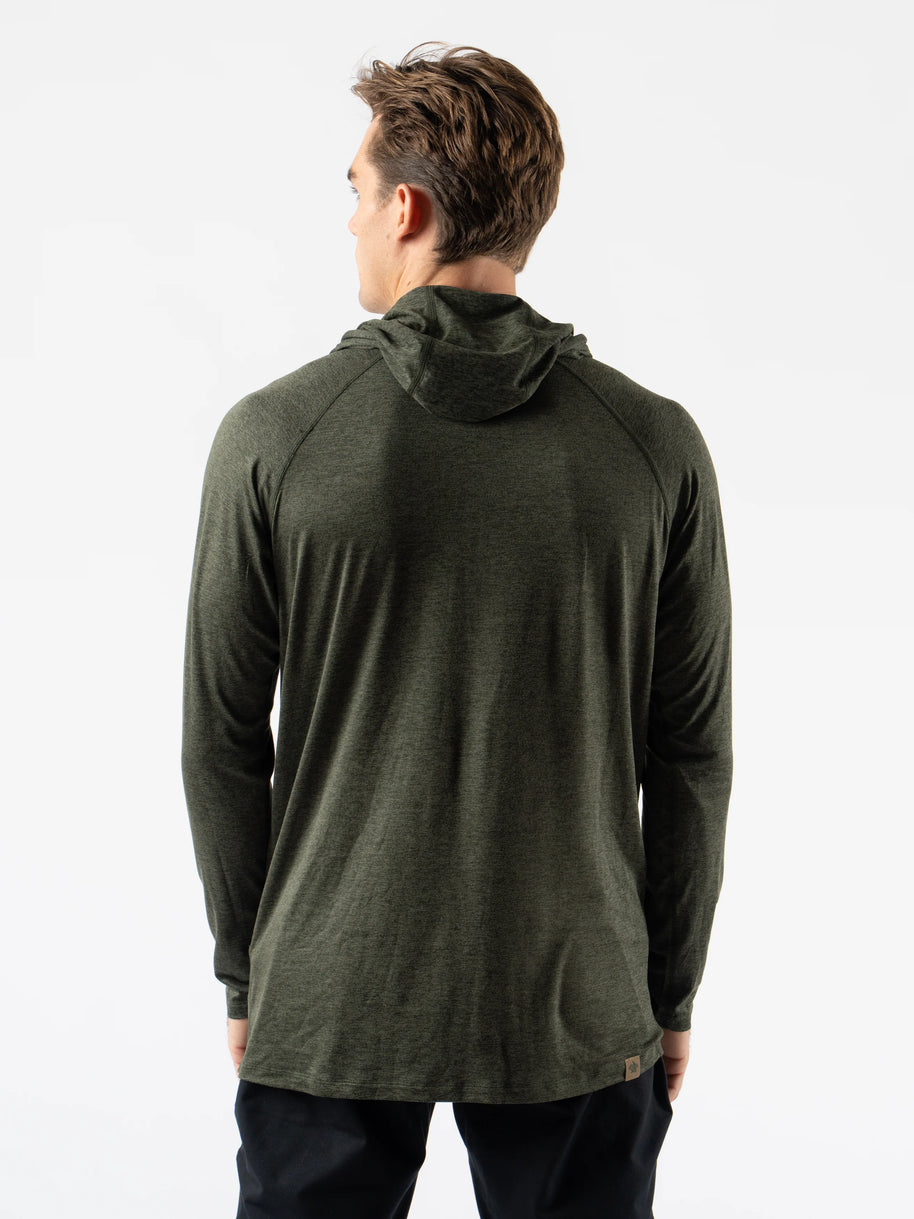 EZ Pullover - Men by Rabbit in dark green lightweight hoodie with soft fabric and semi-relaxed fit for running and lounging