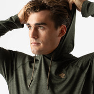 EZ Pullover - Men by Rabbit in dark green, lightweight soft hoodie with semi-relaxed fit for running, workout, and lounging