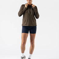 EZ Pullover - Women by Rabbit in dark brown lightweight soft hoodie with semi-relaxed fit for running, working out, and lounging