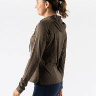 EZ Pullover - Women by Rabbit in brown lightweight hoodie with semi-relaxed fit, soft fabric for running, lounging, and layering