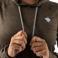 EZ Pullover - Women by Rabbit in dark brown lightweight hoodie with soft fabric and semi-relaxed fit for running and lounging