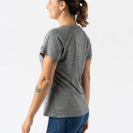 EZ Tee Perf SS Trail - Women by Rabbit in heather grey with perforations, lightweight soft breathable running top ideal for trail use