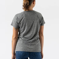 EZ Tee Perf SS Trail - Women by Rabbit in grey, lightweight breathable trail running top with perforations for soft comfort and ventilation