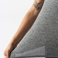EZ Tee Perf SS Trail - Women by Rabbit in grey, lightweight breathable trail running top with perforations for enhanced ventilation