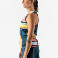 Race Pace Tank - Women by Rabbit in multicolor with breathable laser-cut perfs and microtextured inside for comfortable running and training.