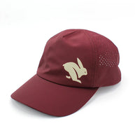 Elite Hat by Rabbit in maroon with laser-cut vents, lightweight-wicking fabric and baseball-style bill for sun and gear protection