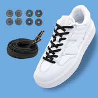 Lock Laces Flat Laces No-Tie Shoelaces in black with secure locking discs for a clean, slip-on fit ideal for casual shoes by Lock Laces