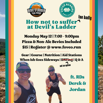 How not to suffer (too badly) at Devil’s Ladder '25 workshop by Foveo Running, tips on gear, course, nutrition, and aid stations