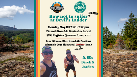 How not to suffer (too badly) at Devil’s Ladder '25 workshop by Foveo Running, tips on gear, course, nutrition, and aid stations
