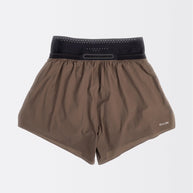 Back view of the Raide Research Trail Tech Short men's 5 inch in Bark showing the waistband zip pocket