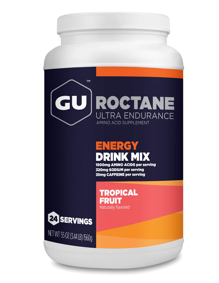 Roctane Energy Drink Mix by GU Energy in tropical fruit, carbohydrate intensive hydration and energy supplement for endurance activities