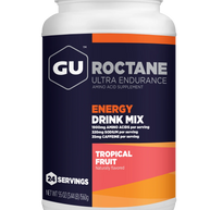Roctane Energy Drink Mix by GU Energy in tropical fruit, carbohydrate intensive hydration and energy supplement for endurance activities