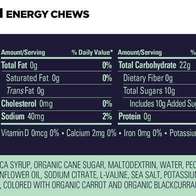 Energy Chews Watermelon by GU Energy in green and red packaging, natural flavored with electrolytes and amino acids for sustained energy during running and outdoor activity