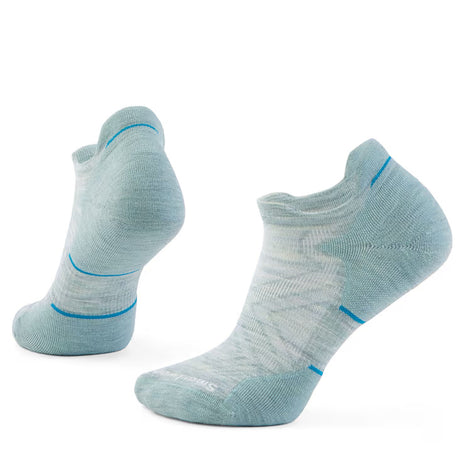 Run Targeted Cushion Low Ankle Socks - Women by SmartWool in light blue, cushioned low ankle socks designed for comfortable running on trails and pavement