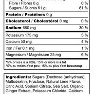 High Carb Fuel nutrition label showing 360 calories, 90g carbs, sodium and minerals, by Tailwind for high-intensity energy boost drink mix