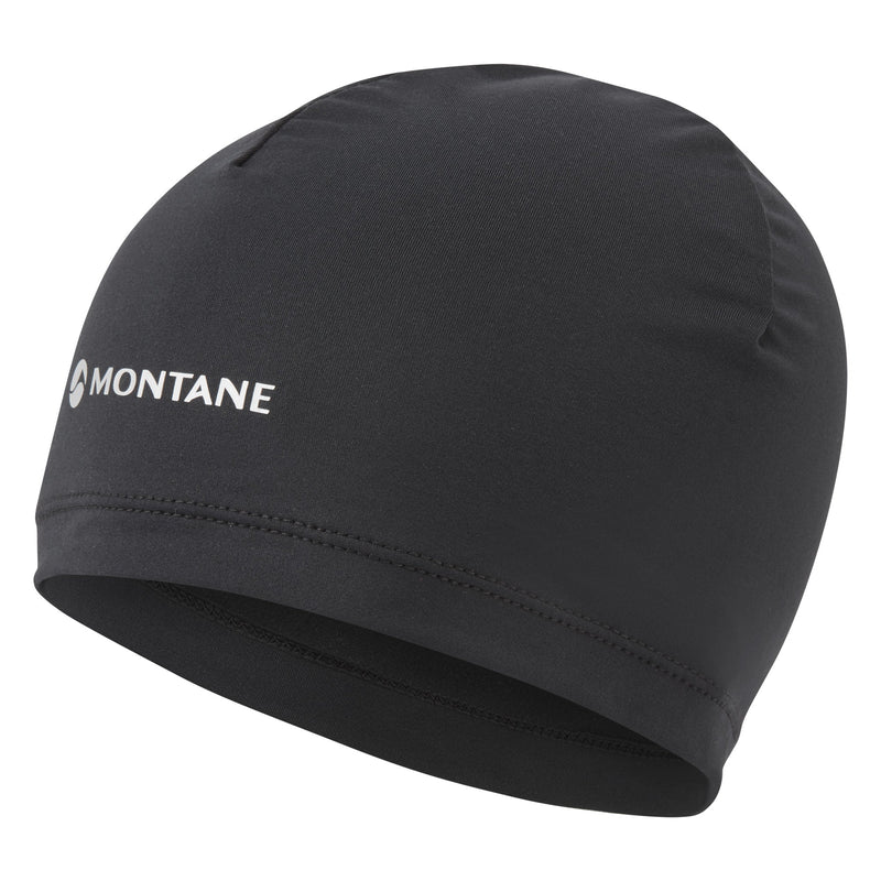 Dart XT Beanie by Montane in black, lightweight breathable cold weather headwear with moisture management for outdoor running and activities