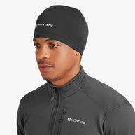 Dart XT Beanie by Montane in black, lightweight breathable cold weather headwear with moisture management for running and outdoor use