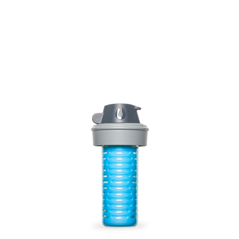 42 MM Filter Cap by Hydrapak in grey and blue, water filter cap for 42MM thread bags and bottles, ideal hydration solution