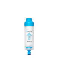 28 MM PNP Inline Filter by Hydrapak in blue and clear, portable inline filter for 28MM bottles and reservoirs, potable water access