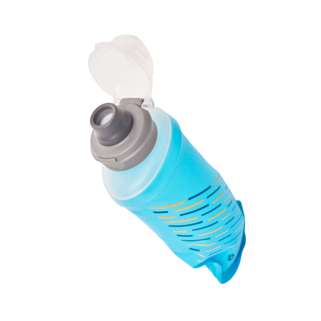 SoftFlask 150ml by Hydrapak in light blue, collapsible gel flask for lightweight hydration and nutrition on challenging expeditions